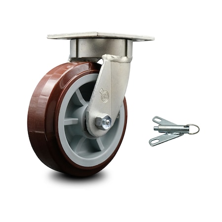 Service Caster 6 Inch Kingpinless Poly on Polyolefin Wheel Swivel Caster with Swivel Lock SCC SCC-KP30S620-PPUR-BSL